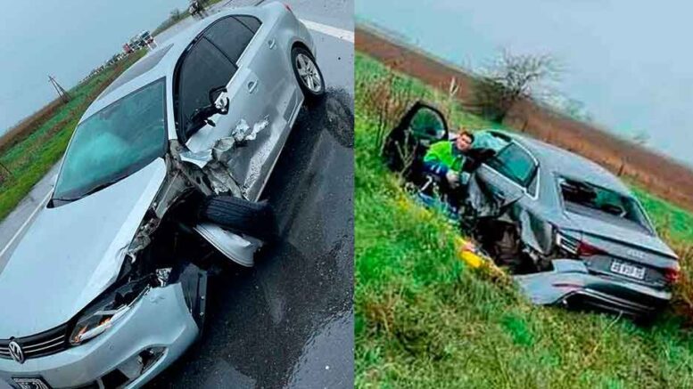 Ruta 65: Se registró un fuerte impacto entre dos vehículos